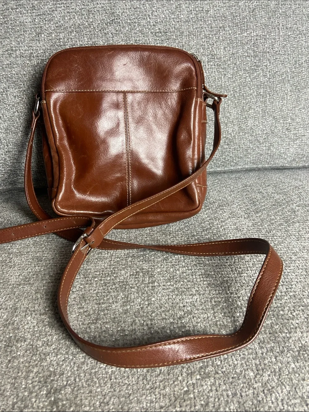 Aurielle Chestnut Brown Leather Messenger Crossbody